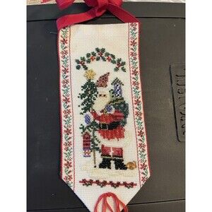 Vintage Handmade Christmas Embroidery Ornament - Santa  4¼" C20